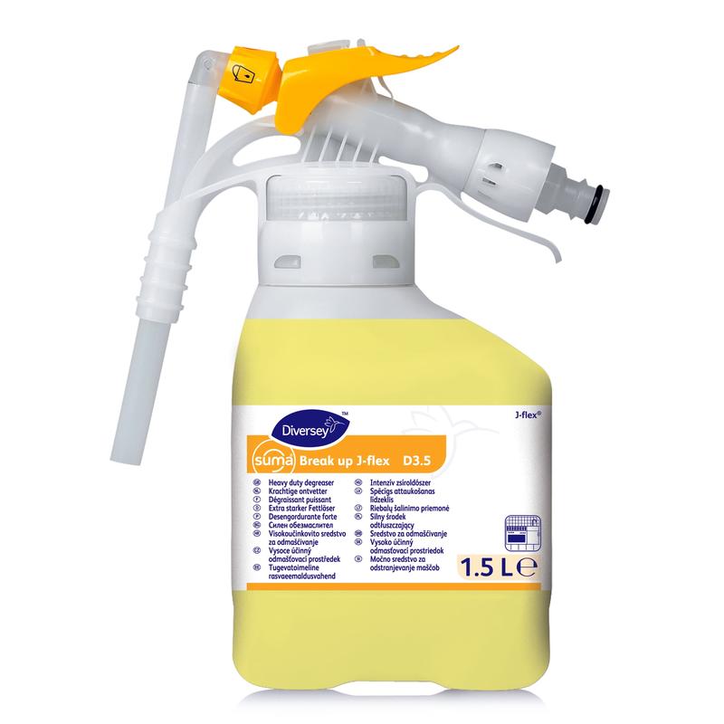 Ein 5-Liter-Kanister Diversey Suma Break up D3.5 Fettlöser, aluminiumsicher von Diversey Deutschland GmbH & Co. OHG, ideal für die effektive Küchenreinigung und sicher für die Anwendung auf Aluminiumoberflächen.