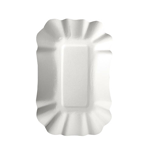 Die PAPSTAR 100 Schalen, Pappe „pure“ eckig weiß von PAPSTAR GmbH sind umweltfreundliche, rechteckige Einweg-Pappteller mit gewelltem Rand – perfekt für Catering-Anlässe.