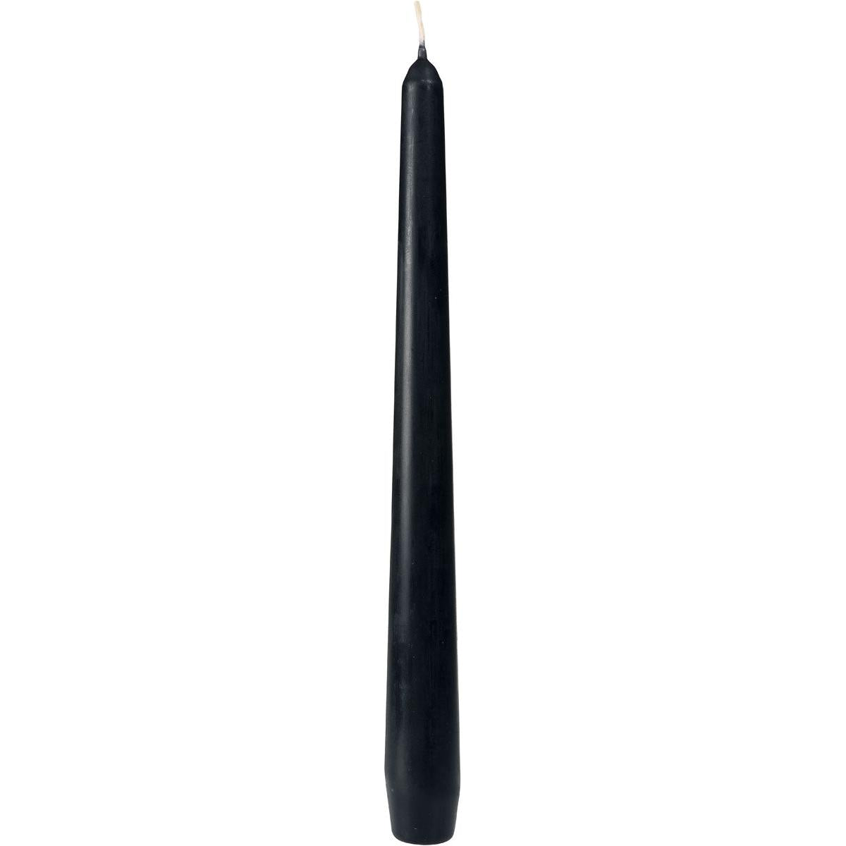 Eine hohe, unbeduftete Leuchterkerze der Duni GmbH (250 x 22 mm, ca. 7h), mit spitzer Spitze und sichtbarem Docht, steht aufrecht vor weißem Hintergrund.