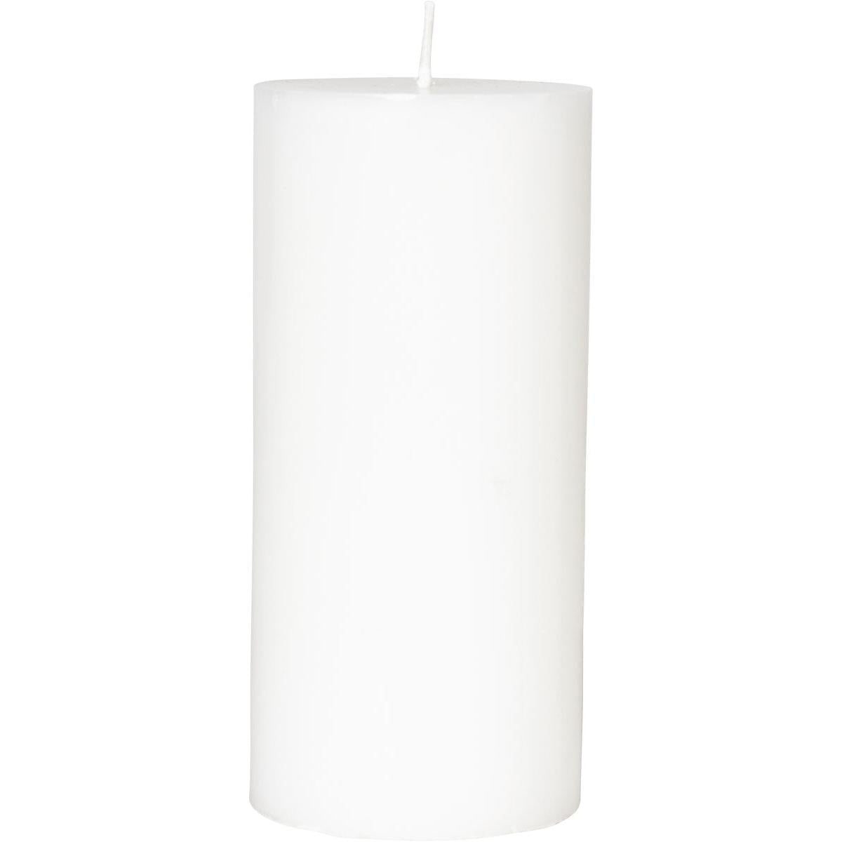 Die Stumpenkerze der Duni GmbH (100% Stearin, 150 x 70 mm, ca. 50h) steht aufrecht mit sichtbarem Docht auf weißem Grund - eine umweltfreundliche Kerzenwahl.