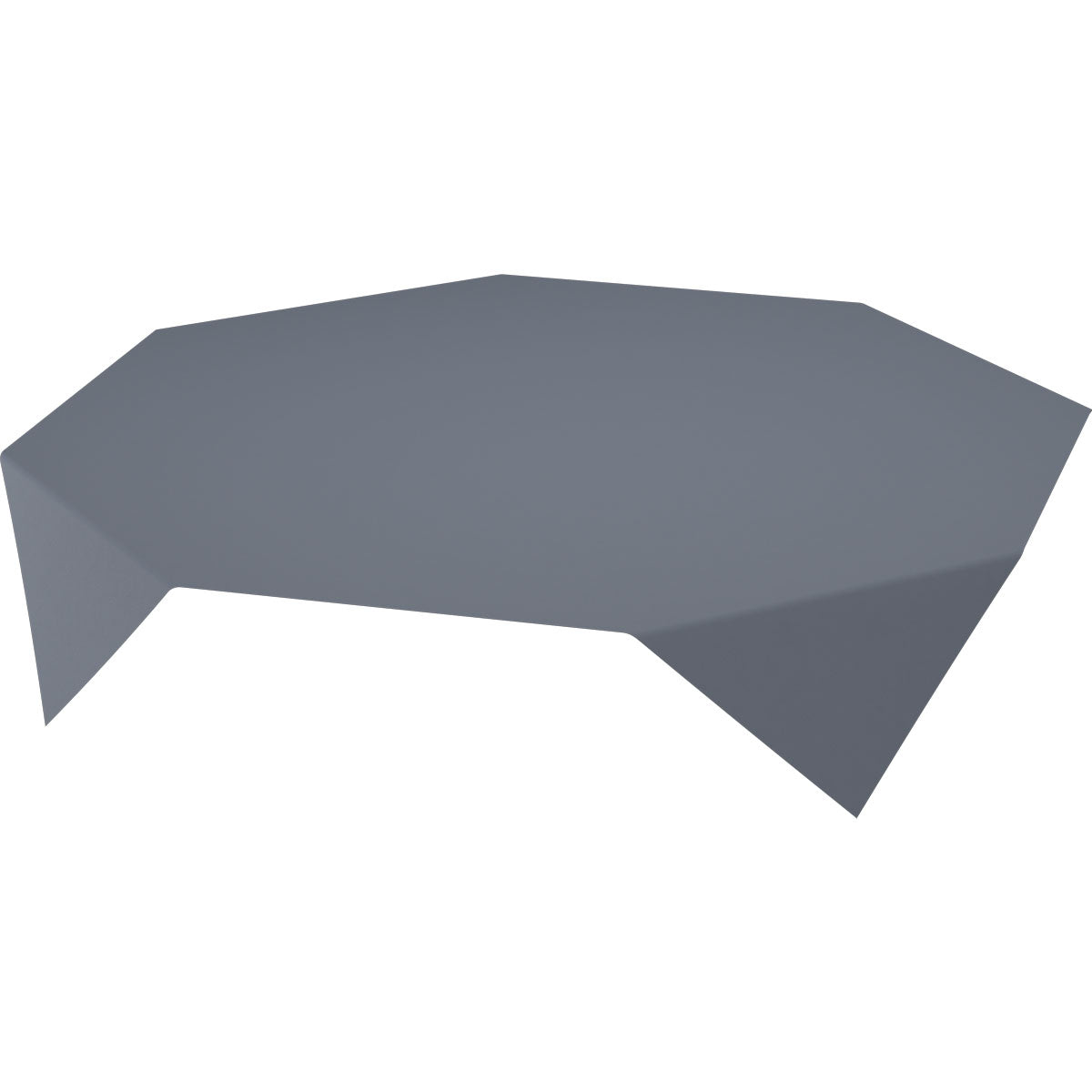 Ein dunkelgraues, unregelmäßig geformtes Vieleck, das an einen abstrakten Tisch erinnert, wird vor einem weißen Hintergrund gezeigt und suggeriert den Look der Duni GmbH Evolin-Tischdecken 110 x 110 cm für moderne Tischdekoration.