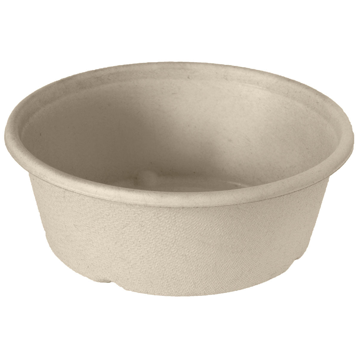 Abgebildet ist eine schlichte, runde Salatschale Bagasse Braun kompostierbare Schale der Duni GmbH, hergestellt aus umweltfreundlichem Faserformstoff, auf weißem Hintergrund.