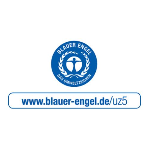 Das Logo des Blauen Engels, eine stilisierte Figur im Lorbeerkranz, zertifiziert das Handtuchpapier C-Falz 50x25cm natur (1-lagig, 120 Blätter) der PAPSTAR GmbH aus Recyclingpapier. Mehr unter www.blauer-engel.de/uz5.