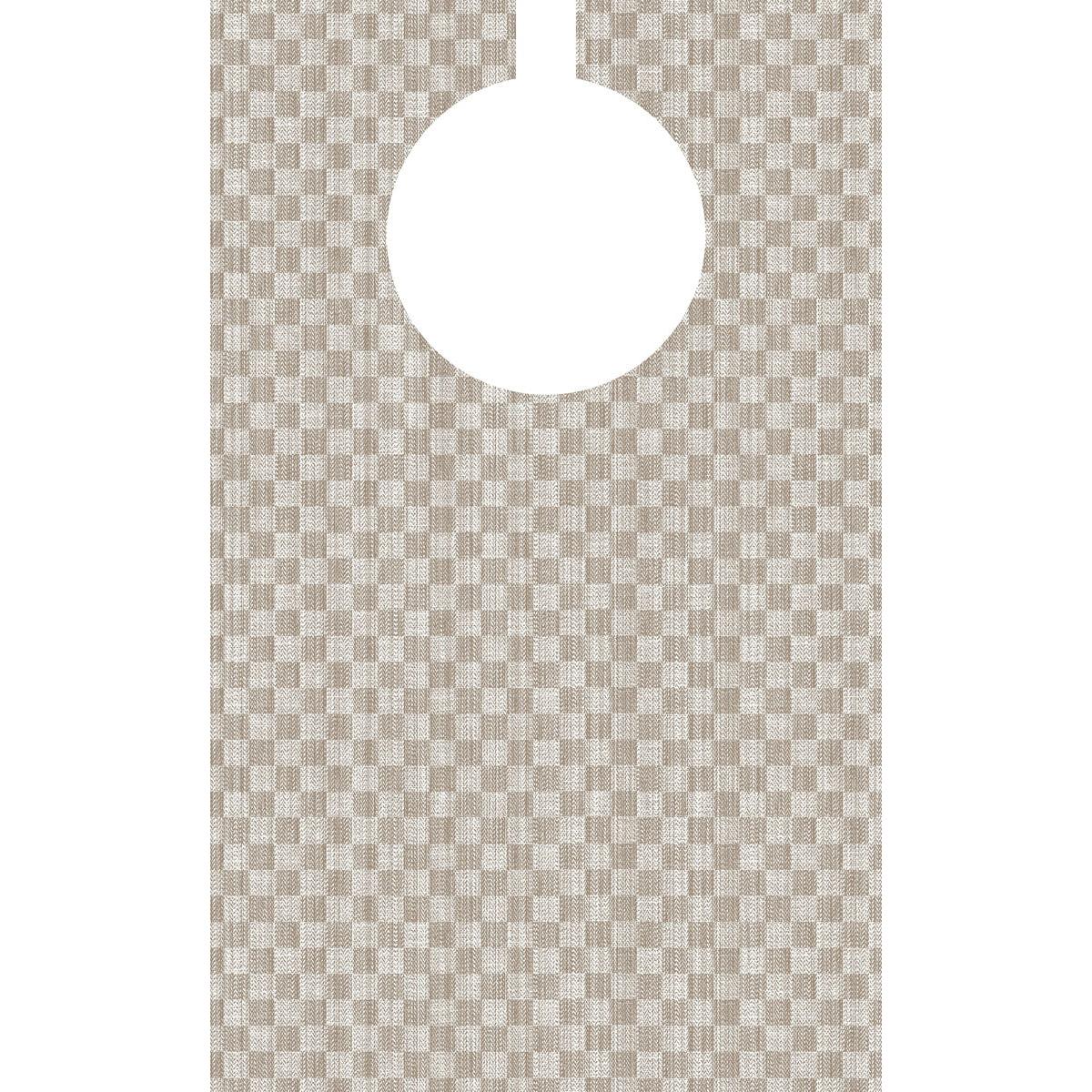 Das Dunisoft-Lätzchen 40 x 65 cm Grubben der Duni GmbH mit beige-weißem Karomuster und großem weißen Oval ist ideal für Pflegeeinrichtungen, die stilvolle, saugfähige Lätzchen im 50er-Pack suchen.