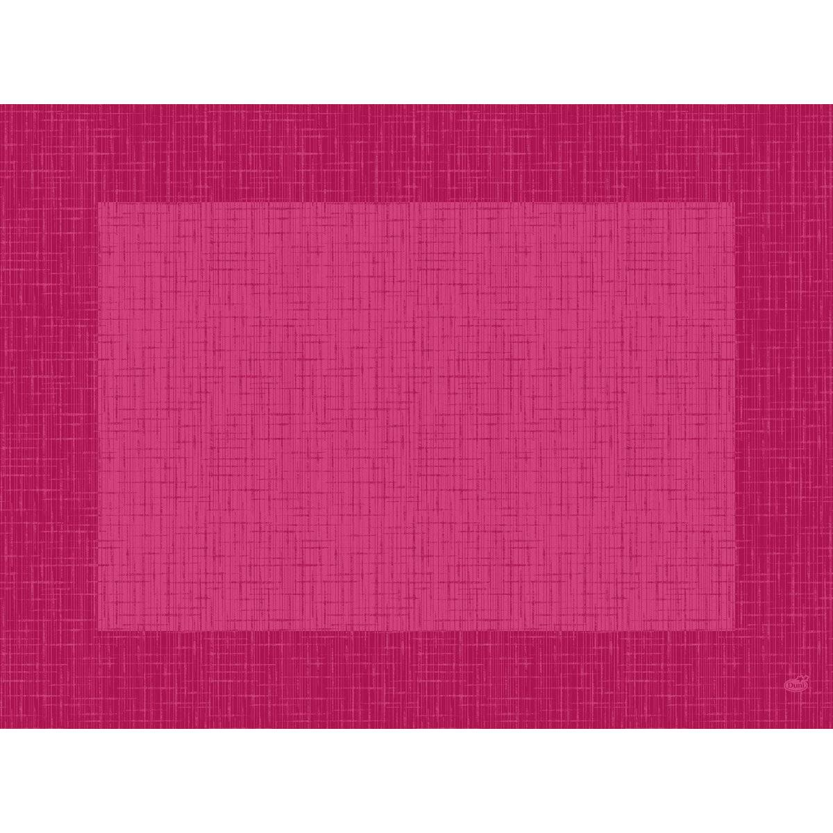 Ein rosafarbenes Quadrat mit gitterartiger Struktur wird von einem dunkleren fuchsiafarbenen Linnea-Muster umrandet, das einen abstrakten, geometrischen Look erzeugt. Abgebildet: Dunicel-Tischsets 30 x 40 cm Linnea fuchsia (100 Stück) von Duni GmbH.