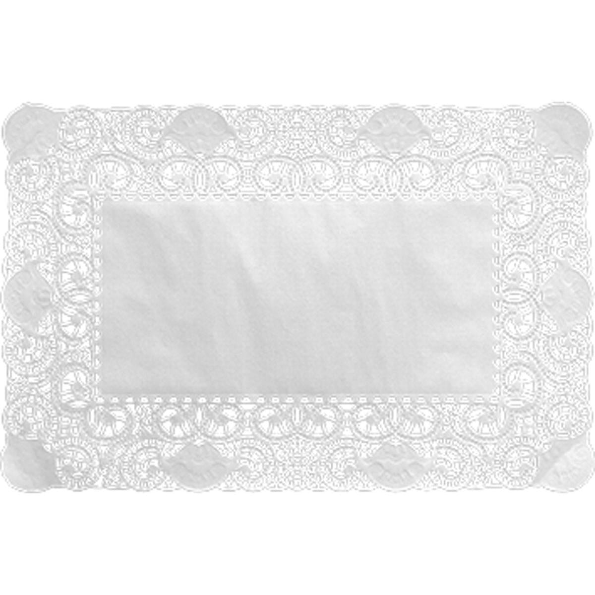 Die Tortenspitzen Rechteckig 30 x 40 cm weiß von Duni GmbH (Packung 250 Stück) sind mit ihren eleganten, spitzenähnlichen Rändern mit detaillierten Aussparungen und der unifarbenen Mitte perfekt für stilvolle, dekorative Präsentationen.