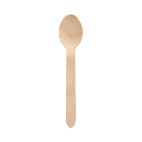 Ein PAPSTAR Holzlöffel aus dem Set „pure“ (15,7 cm) wird vor weißem Hintergrund gezeigt. Der schlichte, unbemalte Löffel eignet sich ideal für den täglichen Gebrauch und stammt von PAPSTAR GmbH (100 Stück im Faltschachtel-Set).