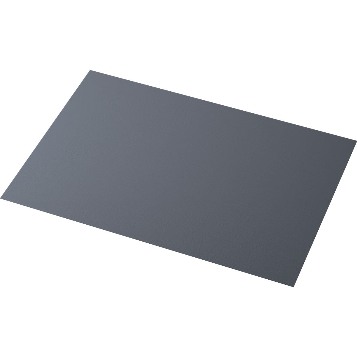Ein flaches, rechteckiges Evolin-Tischset (30 x 43,5 cm) der Duni GmbH in Grau wird vor einem weißen Hintergrund präsentiert.