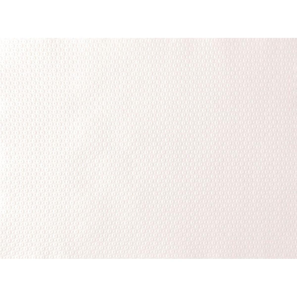 Nahaufnahme einer weißen strukturierten Oberfläche mit einem sich wiederholenden kleinen Kreismuster, ähnlich den Duni GmbH Papier-Tischsets 30 x 40 cm weiß | Packung (500 Stück), die in der Gastronomie häufig für hochwertige Tischdekorationen verwendet werden.