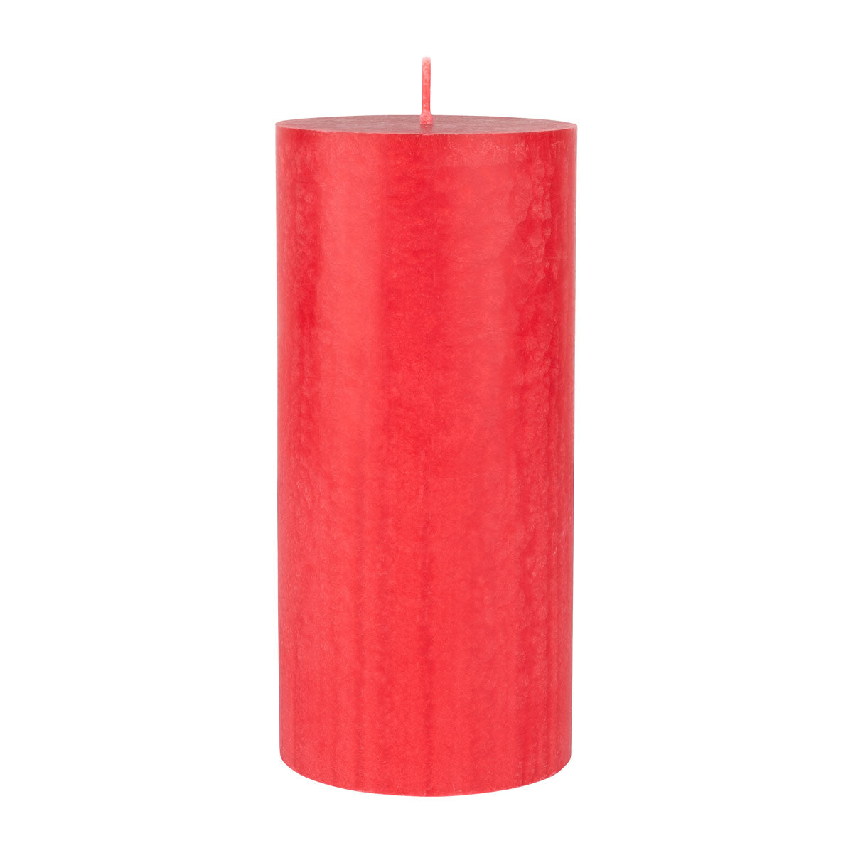 Eine durchgehend rote Duni GmbH Stumpenkerze (150 x 70 mm, 100% Stearin) mit einem einzelnen unbeleuchteten Docht und einer glatten, leicht strukturierten Oberfläche steht aufrecht vor einem weißen Hintergrund. Brenndauer ca. 50 Stunden.