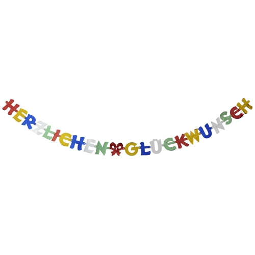 Die PAPSTAR Grußkette „Herzlichen Glückwunsch“ (2,5 m) von PAPSTAR GmbH ist eine dekorative Kette mit bunten Buchstabenbogen, ideal zum Aufhängen als festlicher Raum- oder Party-Schmuck.