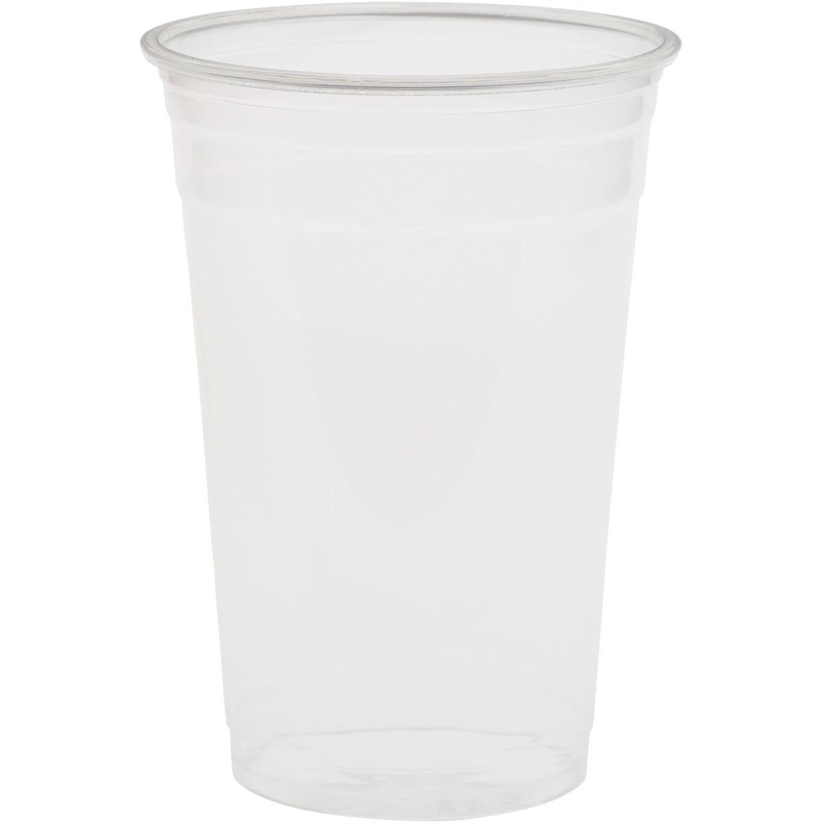 Der Glas Crystal Transparent von Duni GmbH ist ein klarer, leerer Kunststoffbecher mit einem transparenten Deckel, der wie elegantes Glas aussieht und auf einem schlichten weißen Hintergrund abgebildet ist.