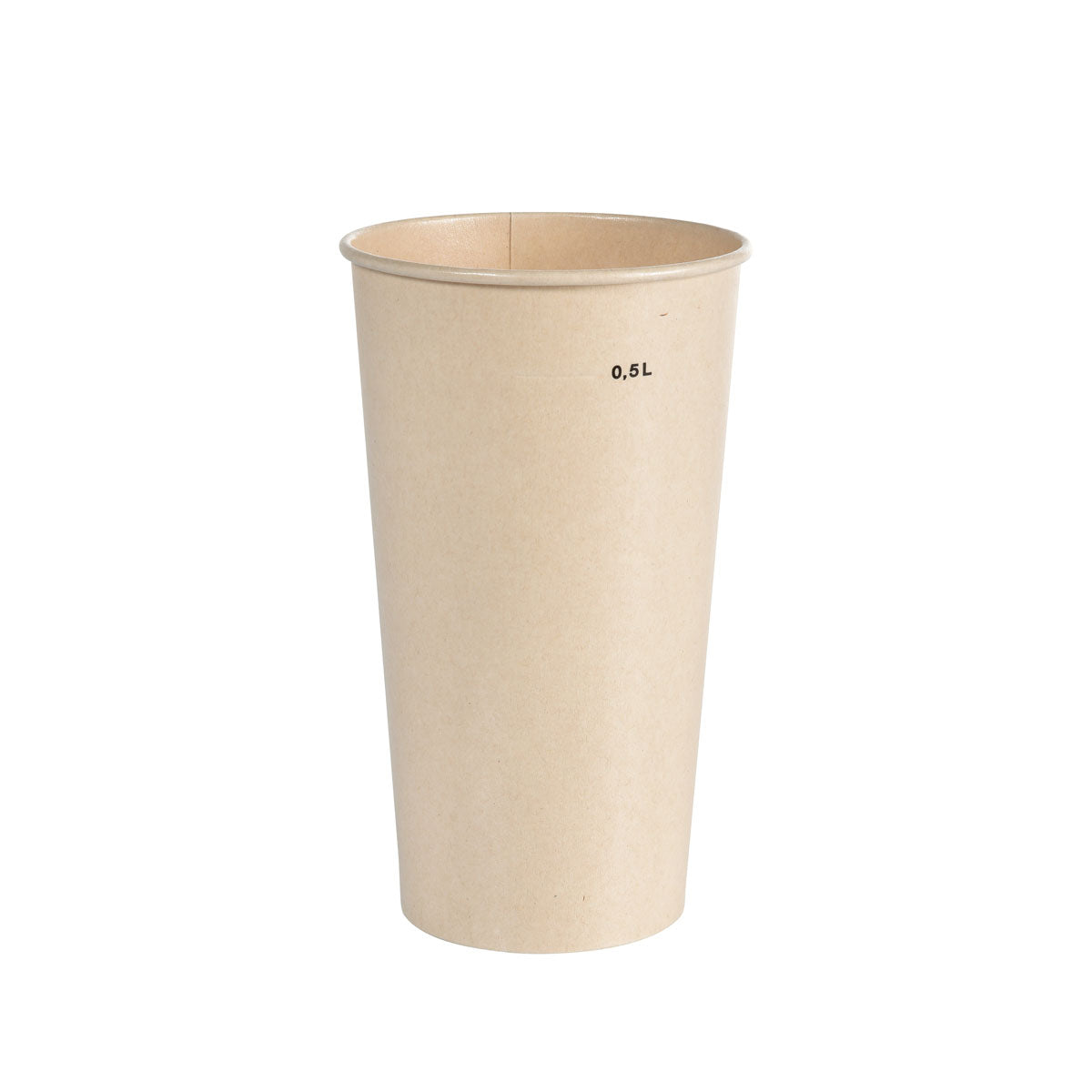 Ausschakbecher Breeze Cup Bagasse von Duni GmbH, ein hoher, hellbrauner 0,5L Pappbecher auf weißem Hintergrund-biologisch abbaubar und ideal für umweltbewusste Nutzung.