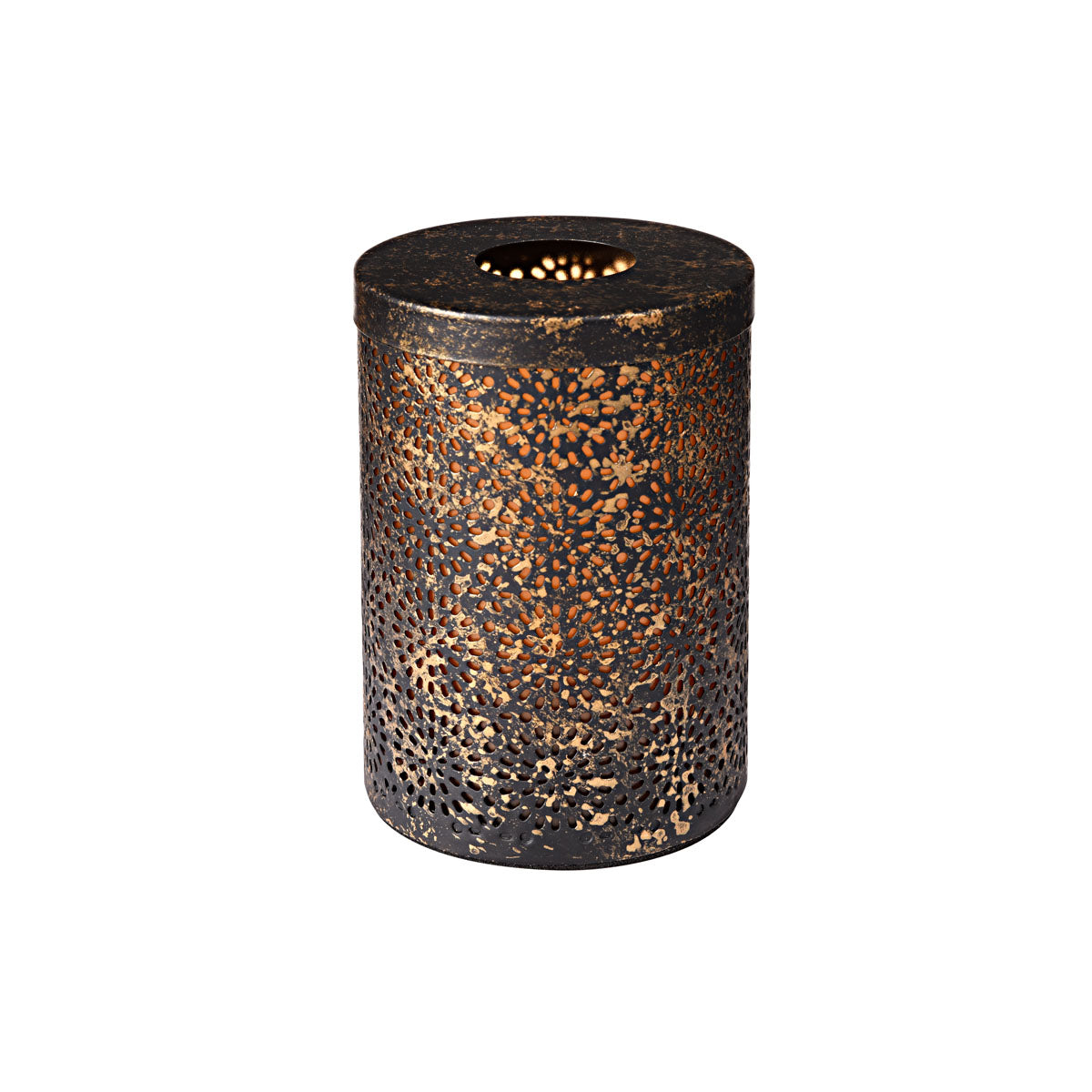 Der Kerzenhalter Dara von Duni (120 x 85 mm, schwarzes Metall, goldene Innenseite) bietet durch filigrane Cutouts stilvolles Lichtspiel - ideal als dekorativer Akzent fürs Wohnzimmer. Die Packung enthält 1 Stück.