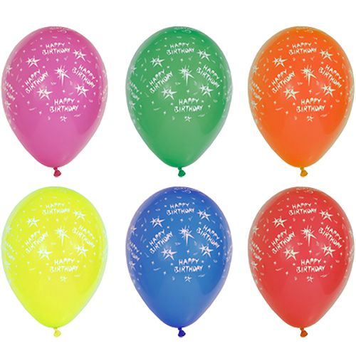 In jeder Packung sind zehn bunte Luftballons (Ø 29 cm) der PAPSTAR GmbH mit „Happy Birthday“- und Starburst-Motiven enthalten – perfekt für eine fröhliche Geburtstagsparty und in verschiedenen Farben erhältlich.