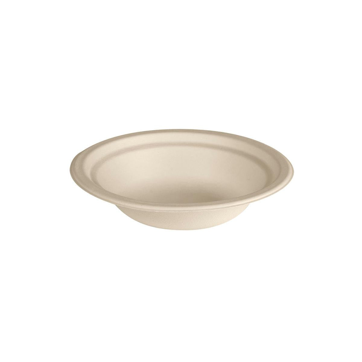 Die Abbildung zeigt den Suppenteller 450 ml Bagasse der Duni GmbH - eine runde, beigefarbene Einwegschale aus biologisch abbaubarer Bagasse, perfekt als umweltfreundliches Einweggeschirr für umweltbewusstes Essen.
