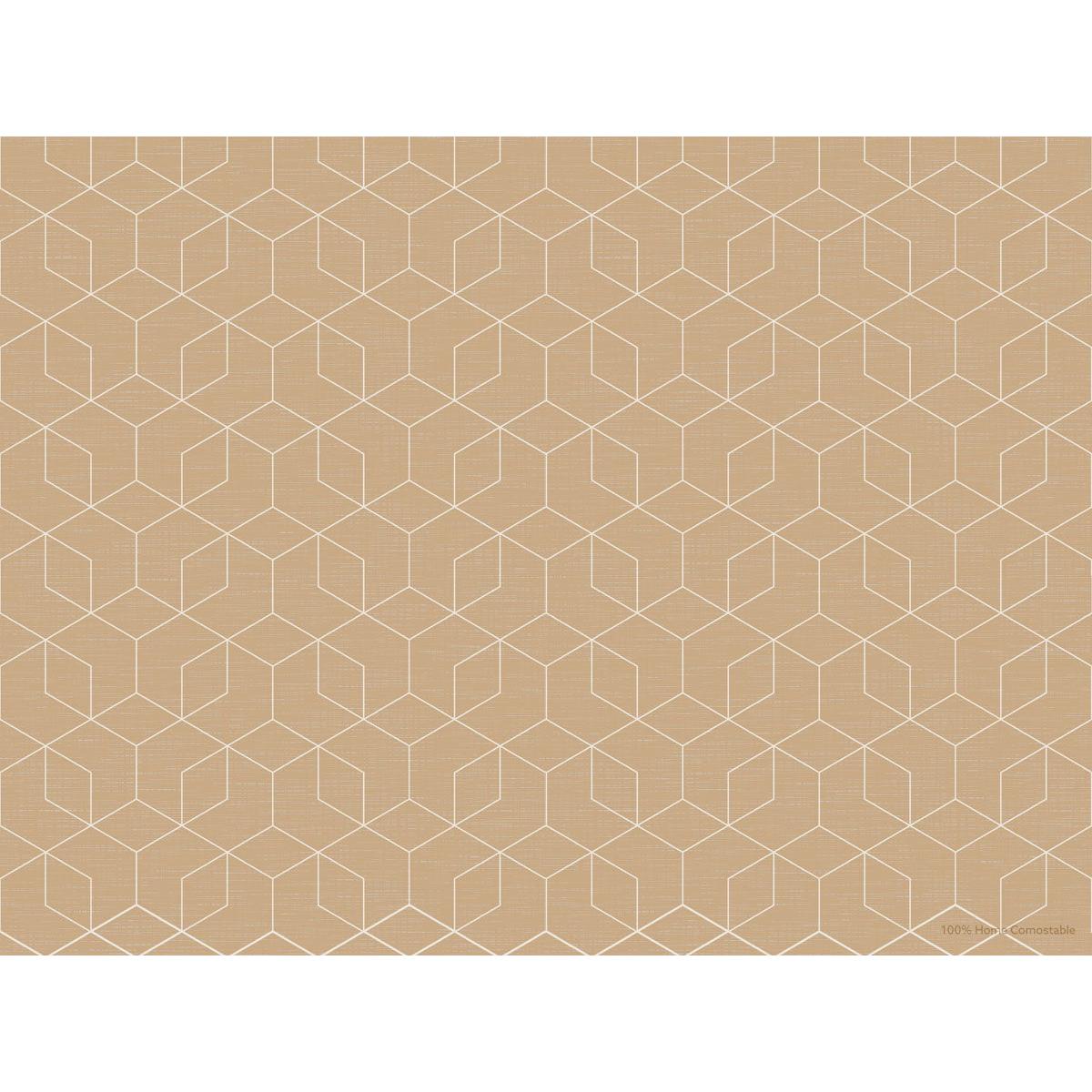 Ein beiger Hintergrund mit einem weiß umrandeten Würfelmuster in einem sechseckigen Raster erzeugt einen 3D-Effekt - ideal für Duni GmbH Papier-Tischsets 30 x 40 cm Woven, Packung (250 Stück).