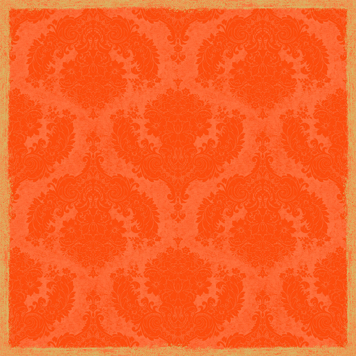 Die Dunicel-Mitteldecken 84 x 84 cm von Duni GmbH zeigen ein symmetrisches, florales Damastmuster in Royal Sun Orange mit einer strukturierten Bordüre. Erhältlich in Packungen zu 20 Stück.