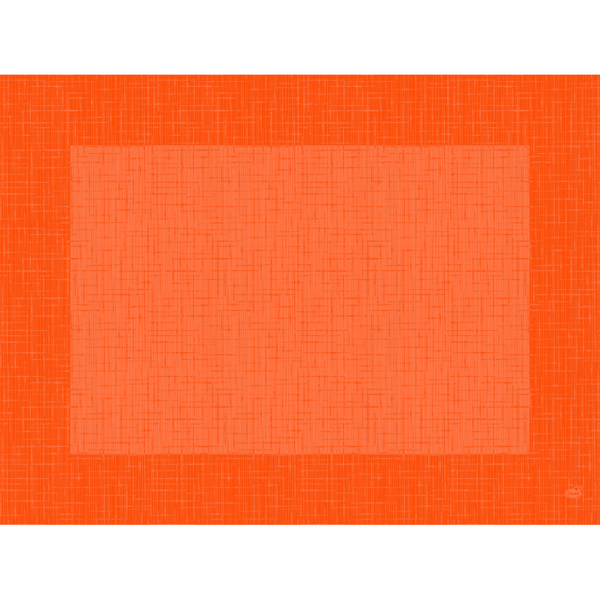 Ein abstraktes Bild mit einem großen orange-roten Rechteck, umrahmt von einem dunkleren Rahmen, beide mit einem Gittermuster, das an die Dunicel-Tischsets 30 x 40 cm Linnea Sun Orange (Packung 100 Stück) der Duni GmbH erinnert.