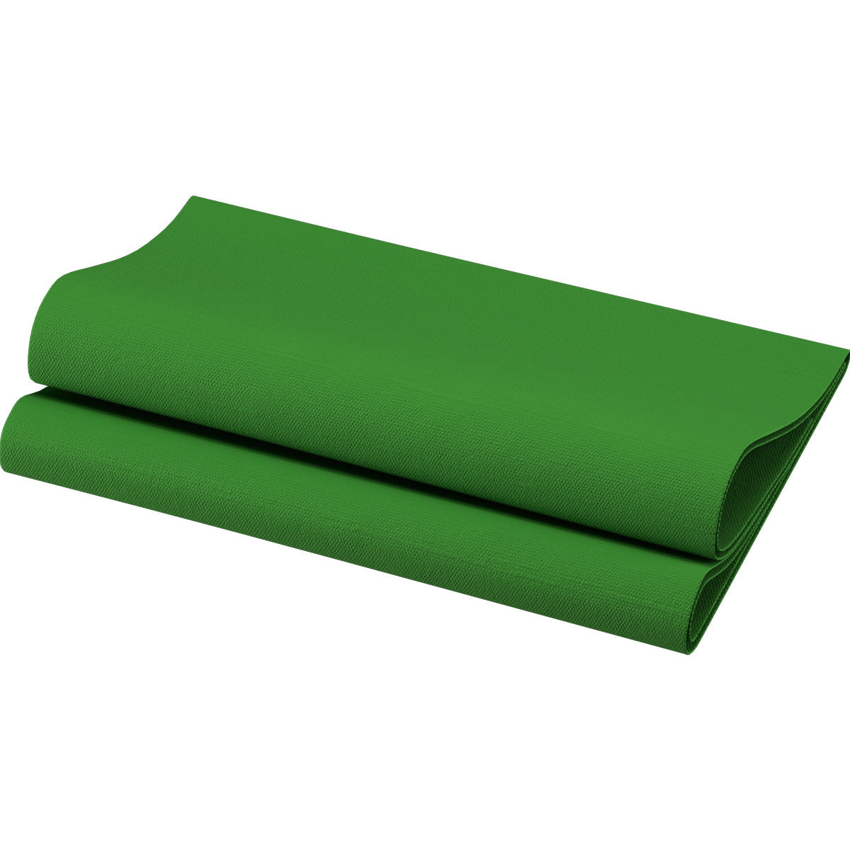 Ein Bio-Dunisoft-Servietten 40 x 40 cm 1/4 Falz der Duni GmbH ist sauber gefaltet mit zwei sichtbaren Knicken, dargestellt auf weißem Hintergrund.