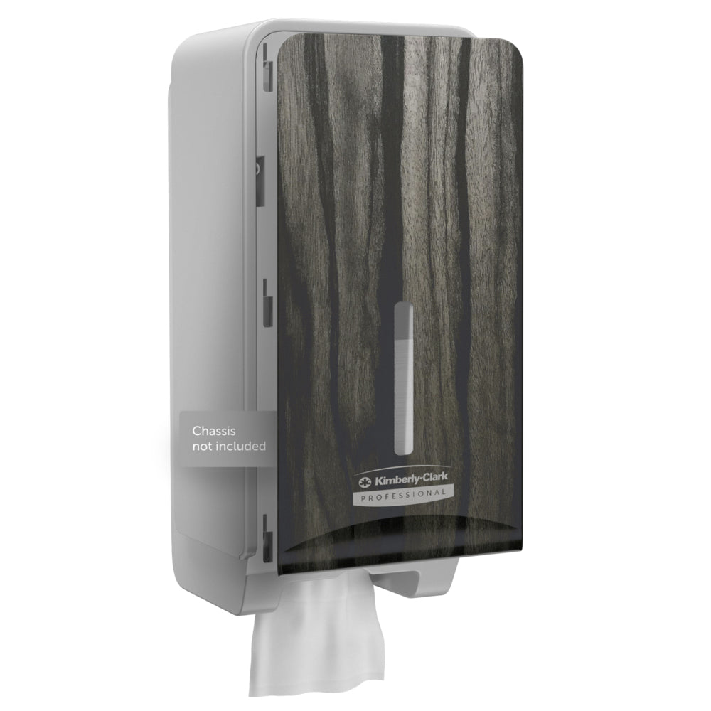 Kimberly-Clark Professional™ Icon™ Dispenser Faceplate (FTT, 27,80 x 13,10 x 1,40 cm) von Kimberly-Clark GmbH, in dunklem, halbtransparentem Design mit weißem Handtuch, ideal für moderne Waschräume. Hinweise zum Etikett: Fahrgestell nicht enthalten.