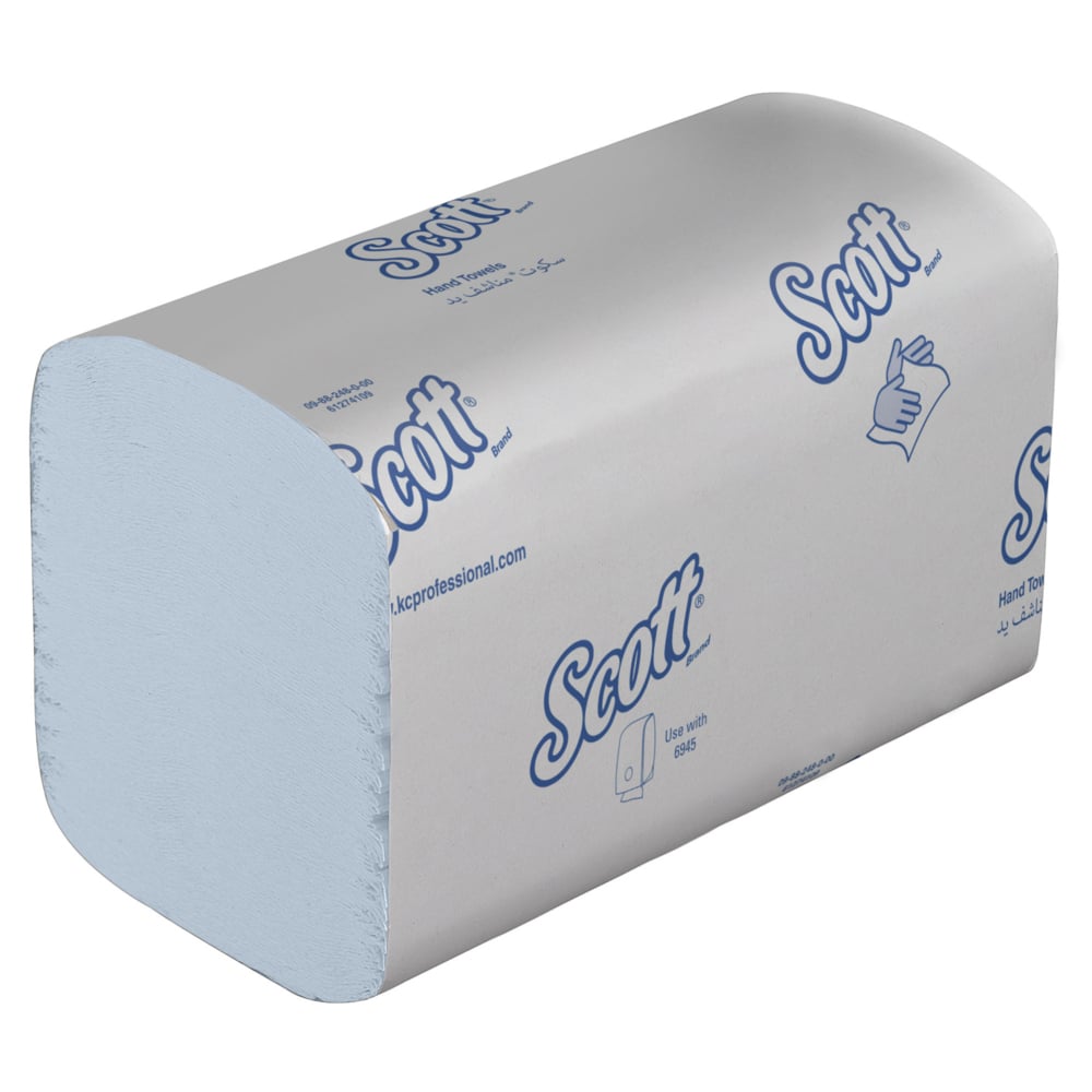 Scott® Control™ Falthandtücher Interfold, blau, 15 Clips x 240 Blatt je Karton von Kimberly-Clark GmbH - praktische Hygienepapiere für saubere und komfortable Tuchentnahme.