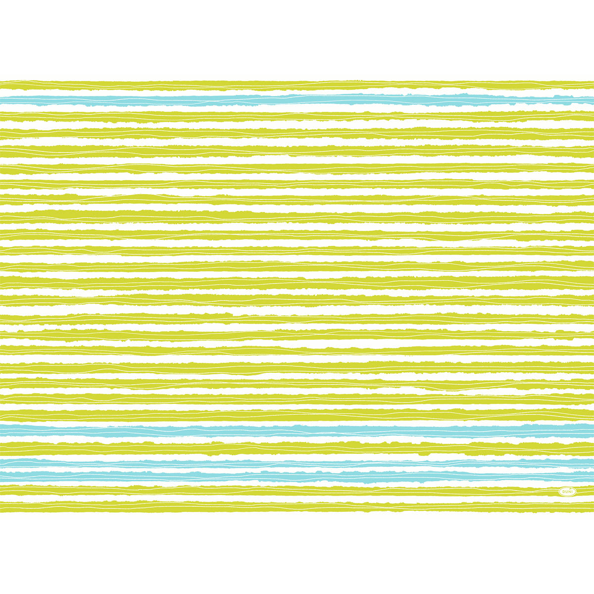 Mit ihren horizontalen, handgezeichneten gelben und hellblauen Streifen bieten die Dunicel-Tischsets 30 x 40 cm Elise Stripes der Duni GmbH einen lässigen, skizzierten Look. Packung mit 100 Stück.