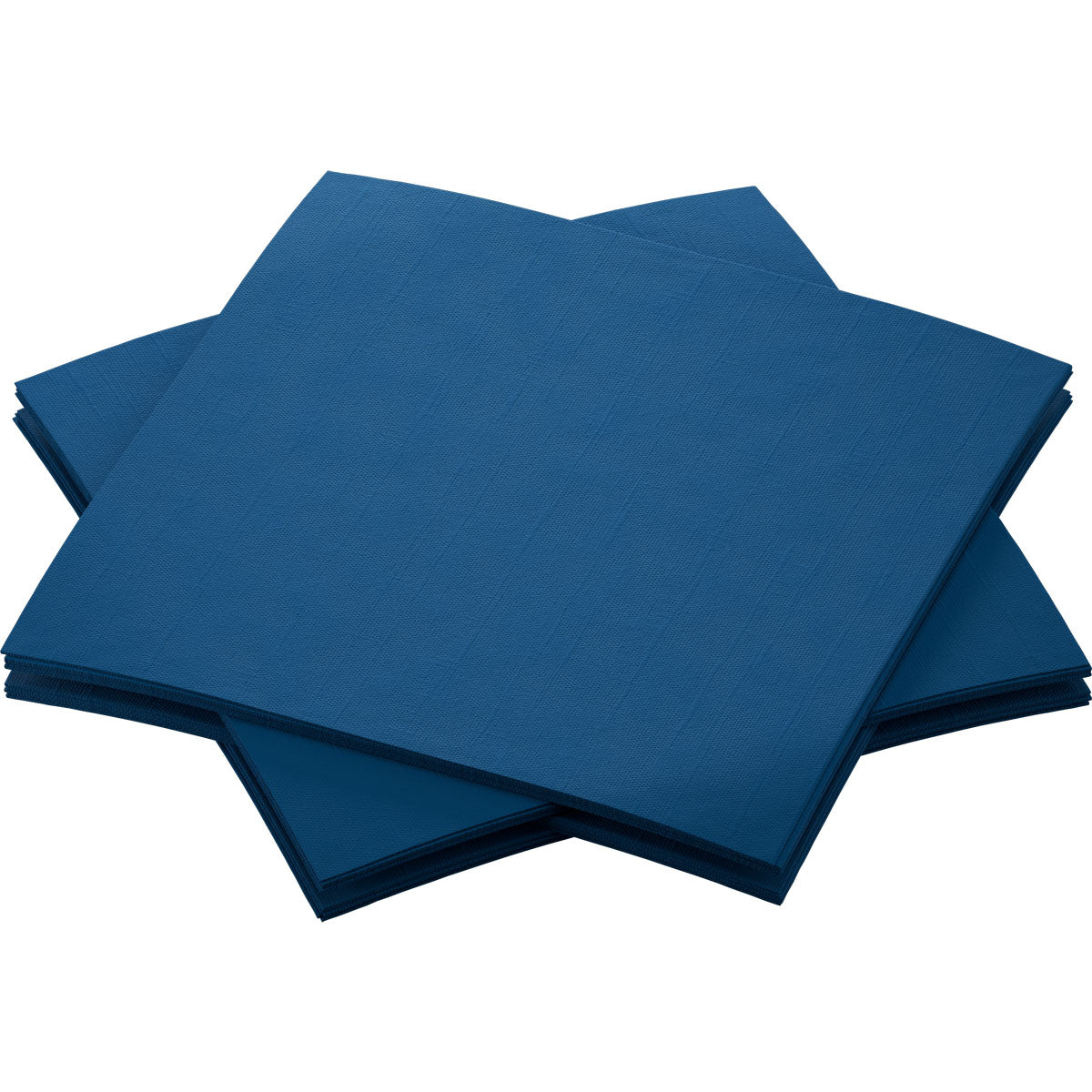 Drei Stapel Bio-Dunisoft-Servietten 20 x 20 cm von Duni GmbH liegen mit überlappenden Rändern vor einem schlichten weißen Hintergrund.