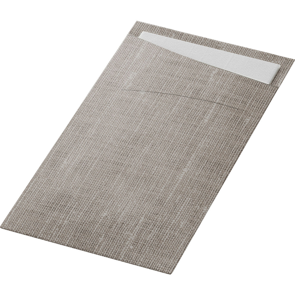 Das SACCHETTO Bio D-Soft der Duni GmbH ist ein beigefarbenes, strukturiertes, rechteckiges Tischset mit einer Tasche für eine weiße Serviette und bietet eine umweltfreundliche, stilvolle Lösung für eine bewusst gedeckte Tafel.