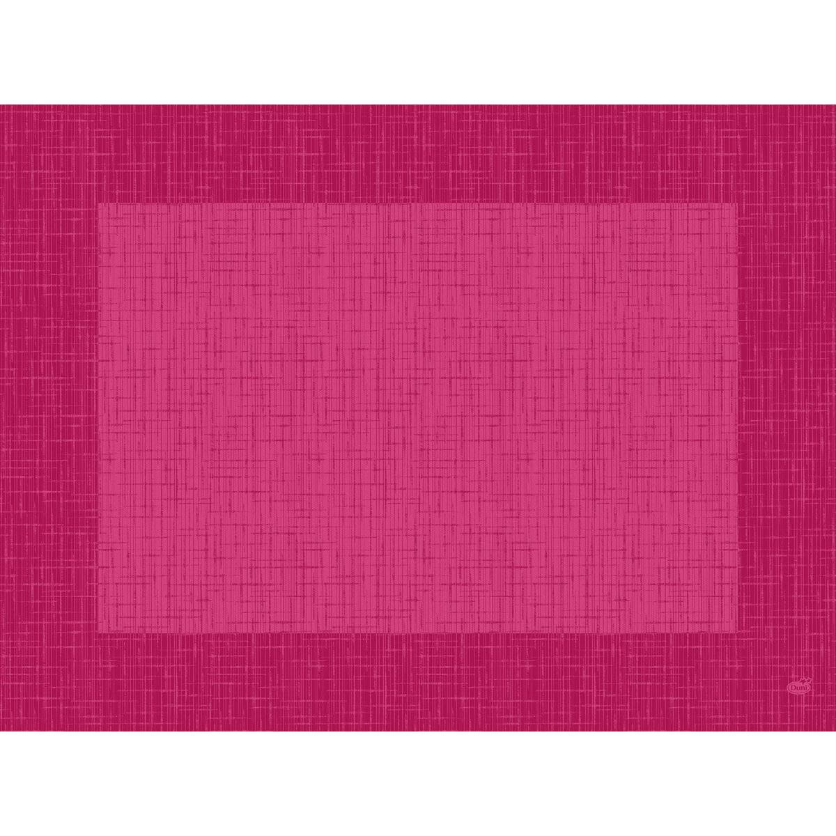 Eine quadratische, gitterartig gemusterte fuchsiafarbene Fläche befindet sich auf einem dunkleren rosa Hintergrund. Das geometrische Design der Bio-Dunicel-Sets 30x40 Linnea fuchsia (Packung 100 Stück) von Duni GmbH verleiht Ihrem Tisch mit diesen biologisch abbaubaren Servietten einen eleganten Stil.