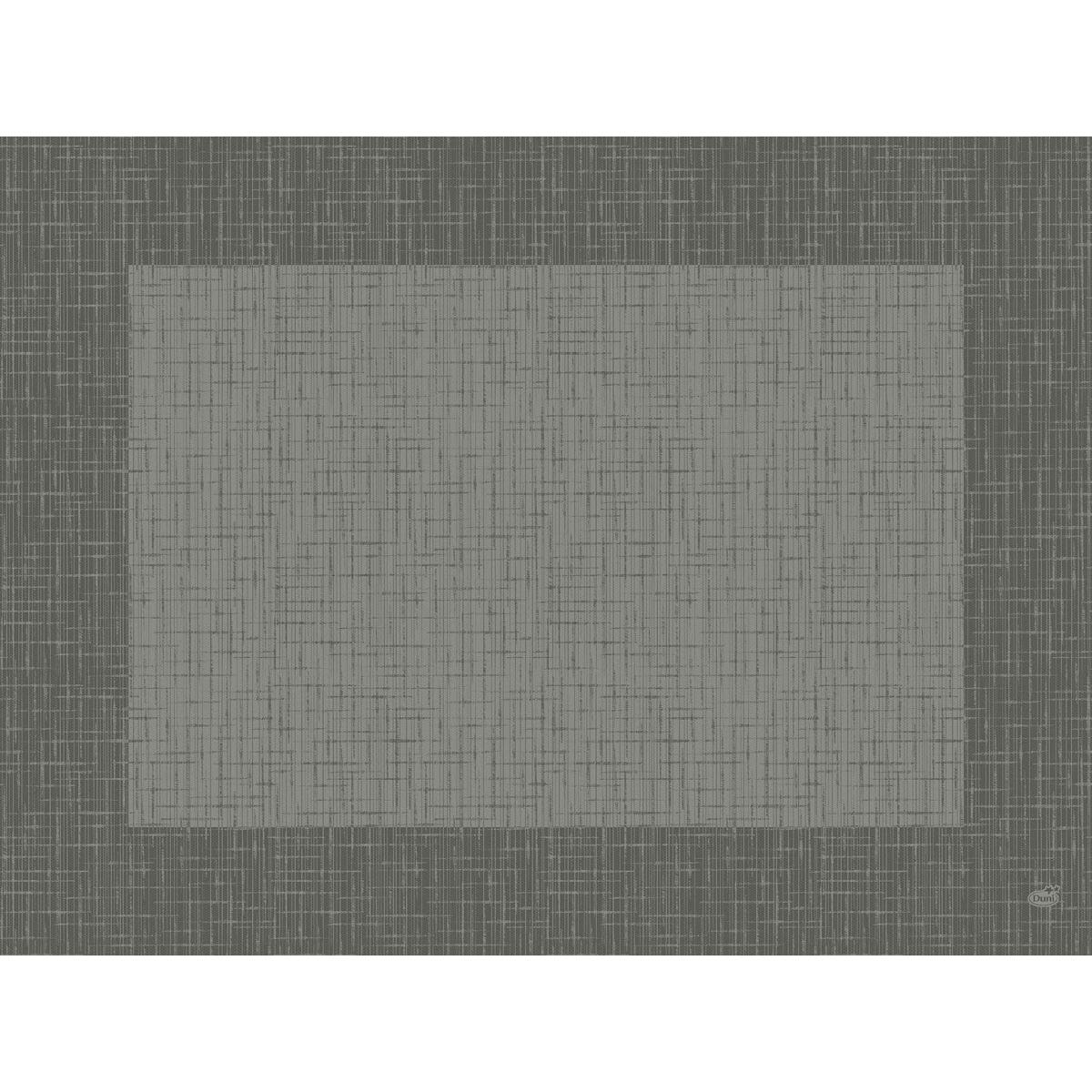 Die Dunicel-Tischsets Bio D-Cell 30 x 40 cm in Linnea granitgrau der Duni GmbH zeichnen sich durch ein quadratisches, gewebtes Gittermuster auf dunklem Hintergrund aus, ideal für umweltfreundlich gedeckte Tische, mit einem dezenten, runden Logo in der rechten unteren Ecke. Packung mit 100 Stück.