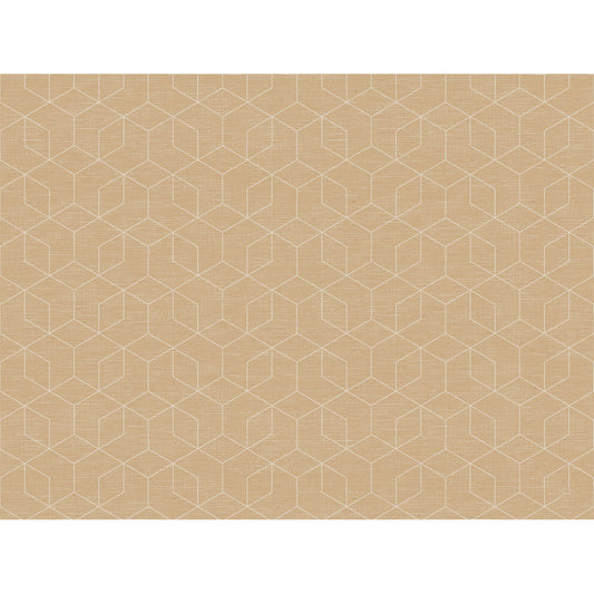 Ein beiger Hintergrund mit einem sich wiederholenden, weiß umrandeten Würfelmuster sorgt für eine subtile Tiefe und ergänzt perfekt die Bio-Dunicel-Sets 30x40 Graphics natural (Packung 100 Stück) der Duni GmbH für eine umweltfreundliche, stilvolle Tischgestaltung.
