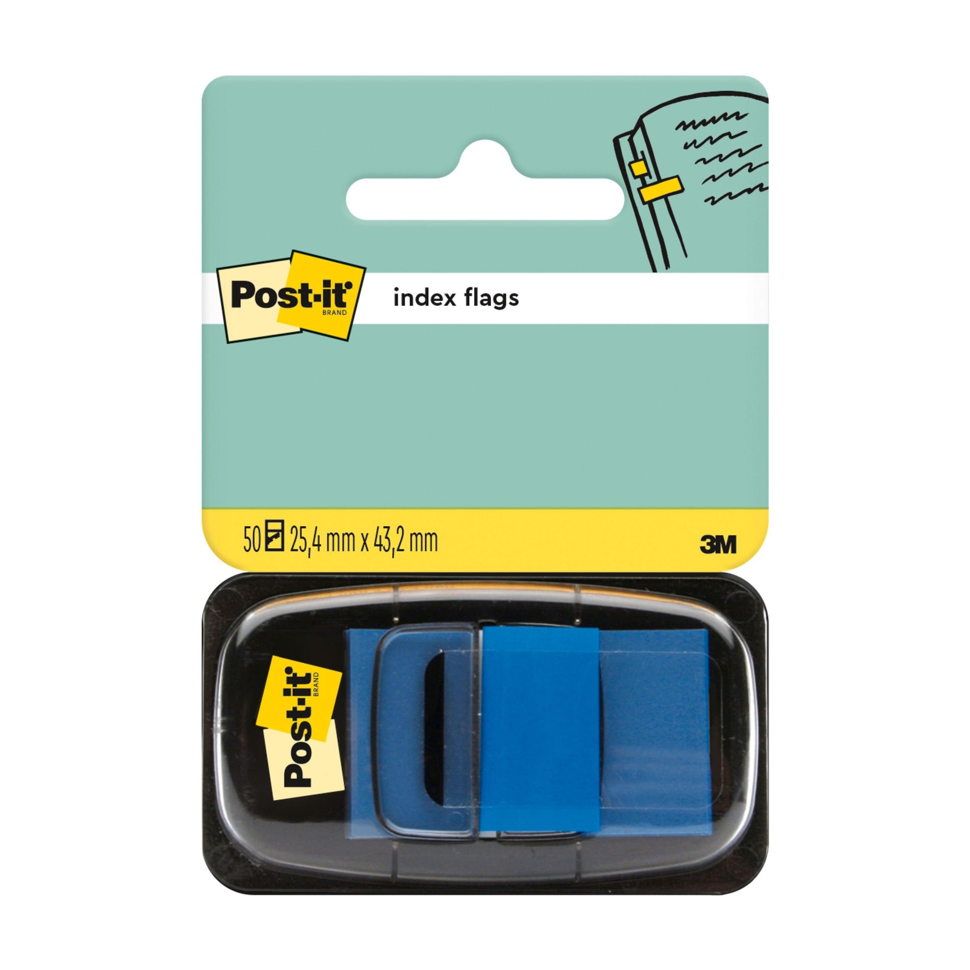 Der 3M Deutschland GmbH Post-it® Index Haftstreifen, Standard (25,4 mm x 43,2 mm), wird in einer Packung mit 50 Stück in einem transparenten Spender mit Markenkarton geliefert.
