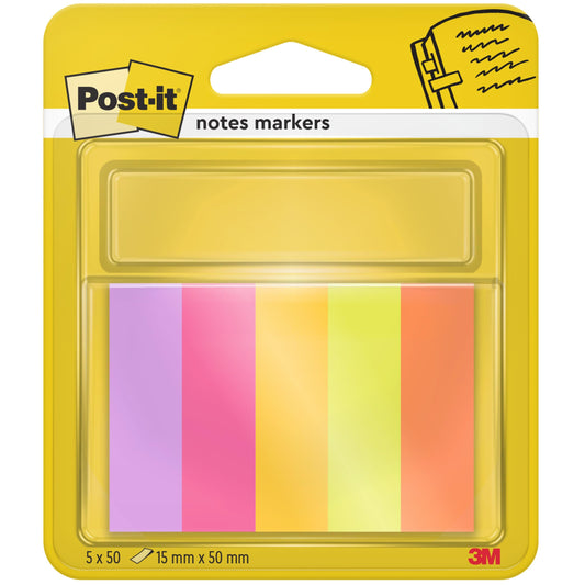 Der Post-it® Page Marker der 3M Deutschland GmbH enthält fünf Blöcke (lila, pink, orange, gelb, grün), jeweils 15 mm x 50 mm mit 50 Blatt pro Block und ist aus 100% PEFC-zertifiziertem Material.