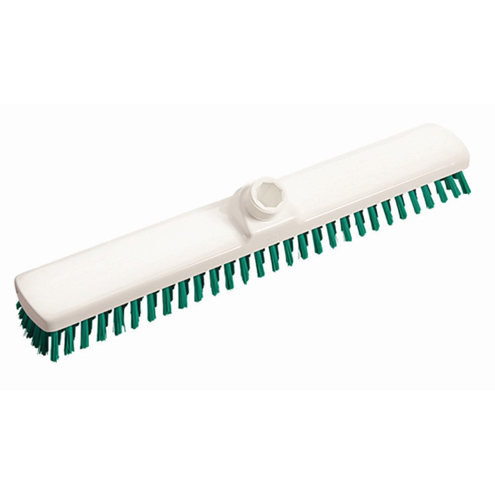 Der Wischschrubber 400x60x26 mm, hart von Diversey Deutschland GmbH & Co. OHG besitzt grüne, harte Borsten und eine zentrale Steckverbindung – ideal für gründliche Reinigung auf verschiedensten Flächen.