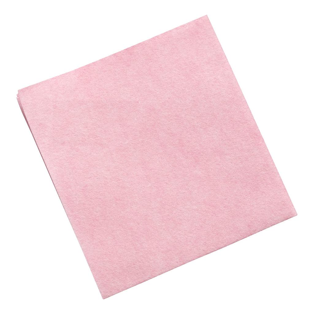 Ein einzelnes, pinkfarbenes, quadratisches TASKI Allegro Light Oberflächentuch von Diversey Deutschland GmbH & Co. OHG ist auf weißem Hintergrund abgebildet.