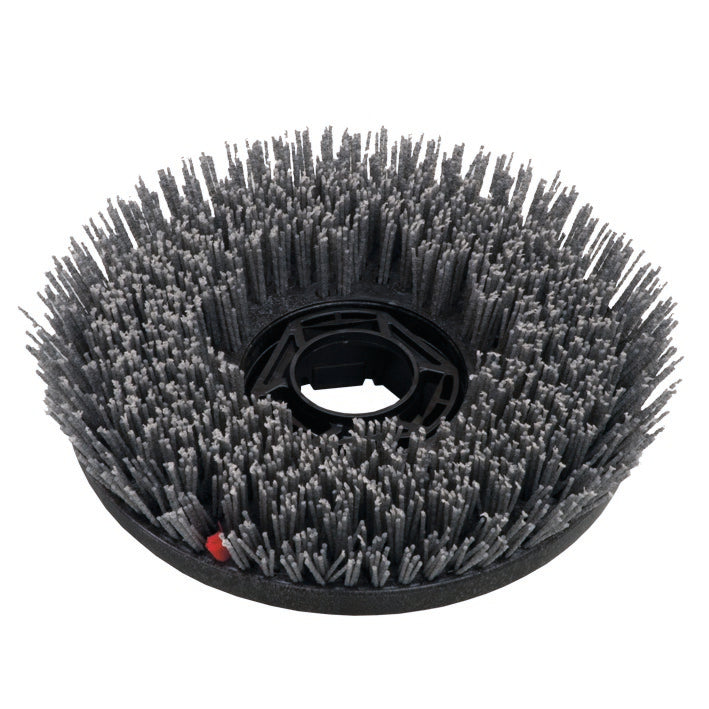 Die Scheuerbürste abrasiv (33 cm) von Diversey Deutschland GmbH & Co. OHG ist eine runde, schwarze Scheuerbürste mit steifen Borsten und zentraler Kunststoffhalterung, konzipiert für das swingo 1650 zur Reinigung harter Böden. Verkauft in einer Packung mit 1 Stück.
