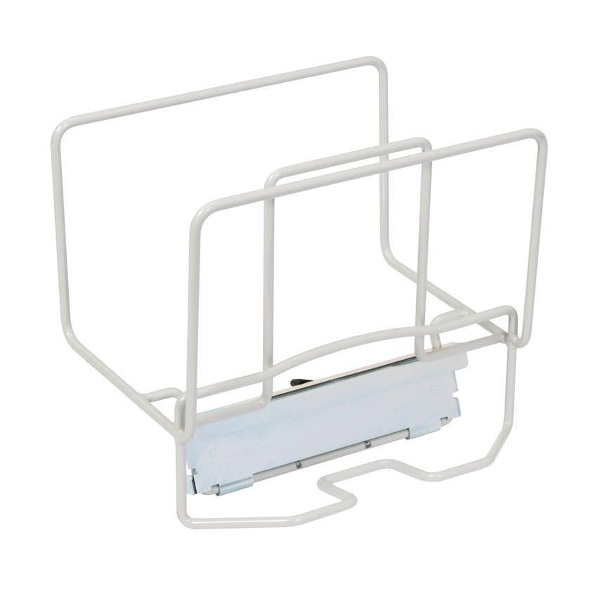 Die TASKI Moppbox Halter von Diversey Deutschland GmbH & Co. OHG ist ein heller Metall-Organizer mit zwei Fächern und einem flachen Bodenbügel, ideal für die Aufbewahrung von Ordnern, Akten oder Reinigungsmitteln. Passend für alle Moppboxen. Packung mit 1 Stück.