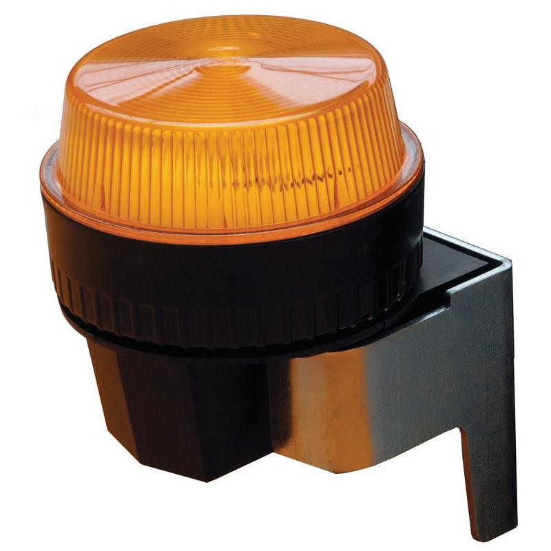 Eine Nahaufnahme des Diversey Blitzlichtset swingo 4000/5000, einer gerippten, gelben Warnleuchte mit schwarzem Sockel und Halterung für TASKI swingo 4000/5000 Maschinen - perfekt für professionelle Reinigungsaufgaben.