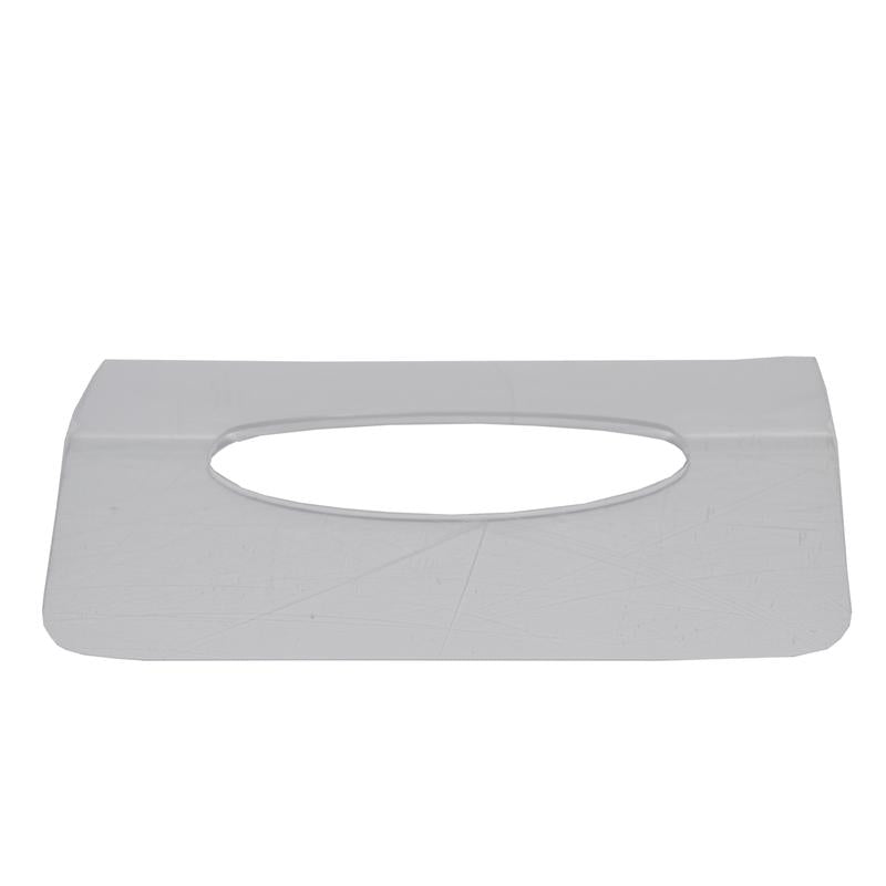 Ein weißer Kunststoffeinsatz (240x110mm) für den QBic Falthandtuchspender 7520112 von Diversey Deutschland GmbH & Co. OHG, konzipiert als hygienische Lösung, dargestellt mit einem ovalen Mittelloch auf weißem Hintergrund.
