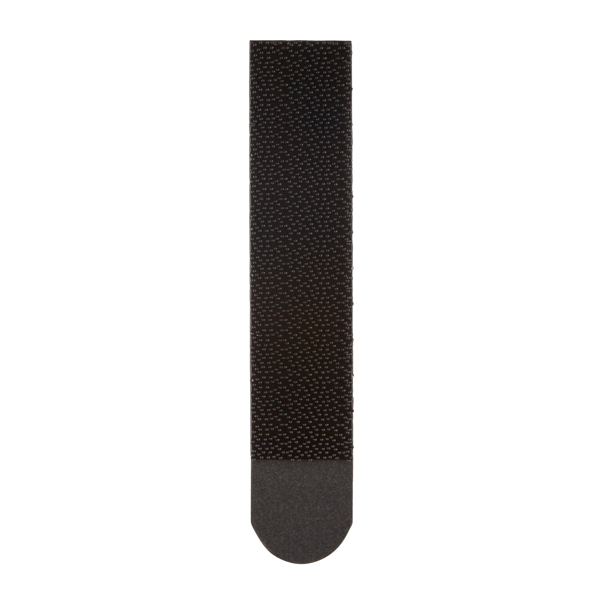 Eine Packung mit vier schwarzen Command™ Bilder-Montagestreifen 17206BLK (Größe L) der 3M Deutschland GmbH ist senkrecht auf weißem Hintergrund abgebildet, wobei jedes Set bis zu 7,2 kg trägt.
