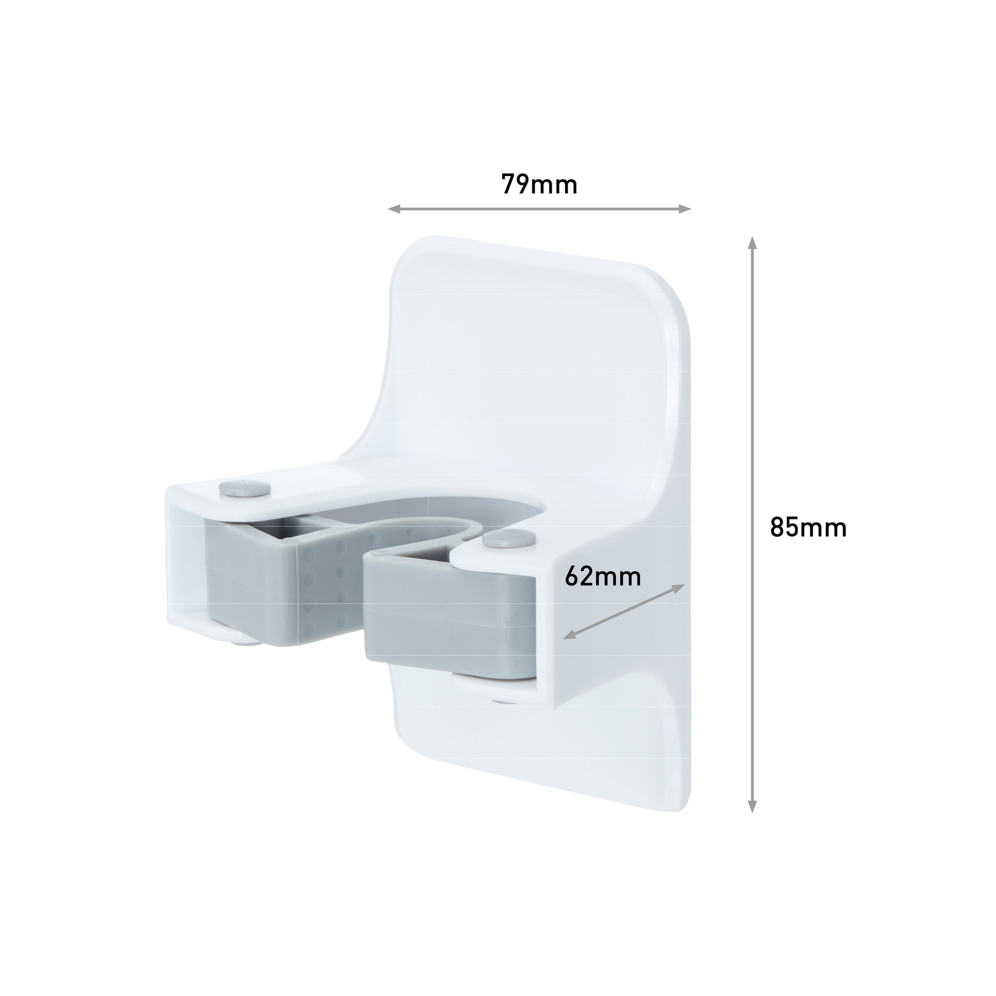 Der Command™ Besenhalter, 17007-FR von 3M Deutschland GmbH ist ein weiß-grauer Wandhalter (79 mm x 62 mm x 85 mm) mit einer rechteckigen Rückwand und einem offenen Schlitz zur Aufnahme von Gegenständen. Die Packung enthält 1 Stück.