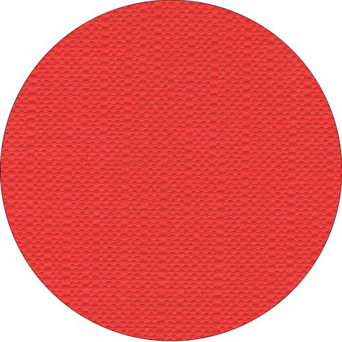 Ein rotes, rundes Objekt mit einer Noppenstruktur – erinnert an die leuchtende Tischdecke „ROYAL Collection“ der PAPSTAR GmbH – von oben betrachtet.