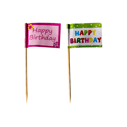Die PAPSTAR 20 Deko-Picker "Happy Birthday" der PAPSTAR GmbH sind festliche 8 cm große Zahnstocher-Fähnchen in verschiedenen rosa und grünen Designs, ideal zum Dekorieren von Geburtstags-Leckereien. Die Packung enthält 20 Stück im praktischen Beutel.