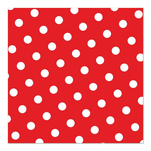 PAPSTAR 30 Servietten, 3-lagig, 33 x 33 cm, von PAPSTAR GmbH: rote quadratische Servietten mit regelmäßig verteilten weißen Punkten für einen eleganten Look auf jeder Tafel.