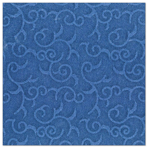 Eine 40 x 40 cm große dunkelblaue Serviette aus der PAPSTAR "ROYAL Collection" der PAPSTAR GmbH mit einem dezenten, geprägten Rankenmuster. Wird im 50er-Pack geliefert und ist auf 1/4 Größe gefaltet.