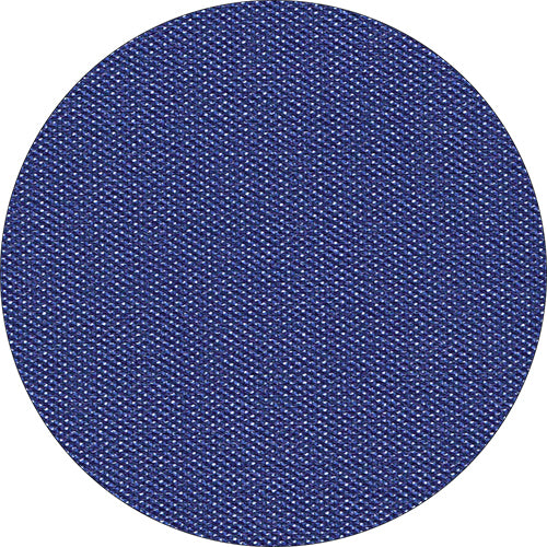 Eine Nahaufnahme einer runden blauen Starpak 20 Mitteldecken, Vlies „Soft Selection Plus“ (80 x 80 cm), die ihre stoffähnliche Textur mit detailliert gewebten Fäden zeigt.