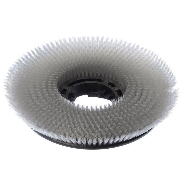 Die Scheuerbürste Waschbeton (50 cm) von Diversey Deutschland GmbH & Co. OHG verfügt über dichte weiße, abgeschrägte Borsten und einen schwarzen Kunststoff-Nabenkörper mit Steckschlitzen, passend für swingo 1255 Maschinen. Packung: 1 Stück.