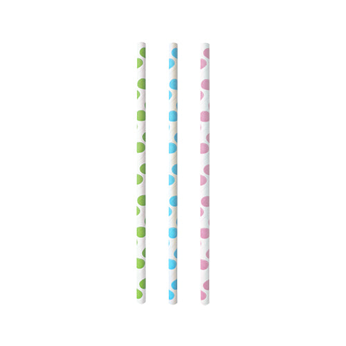 Drei PAPSTAR Papiertrinkhalme (Ø 6 mm, 20 cm) schwarz/weiß „Stripes“ von PAPSTAR GmbH – umweltfreundlich und biologisch abbaubar, stehen vertikal vor weißem Hintergrund.