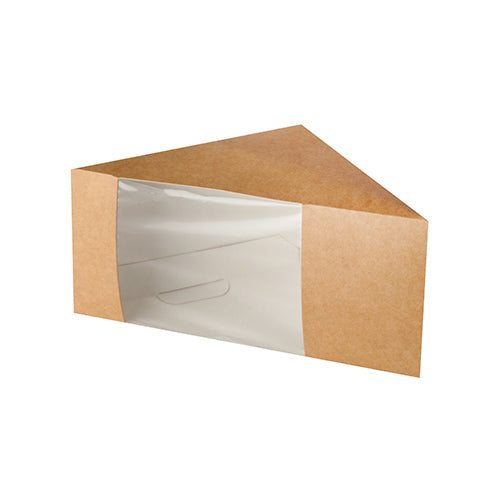 Die braunen, dreieckigen Sandwichboxen von PAPSTAR GmbH (50 Stück) aus umweltfreundlicher Pappe mit PLA-Sichtfenster (12,3 x 12,3 x 8,2 cm) eignen sich ideal zur Präsentation und Aufbewahrung von Sandwiches.